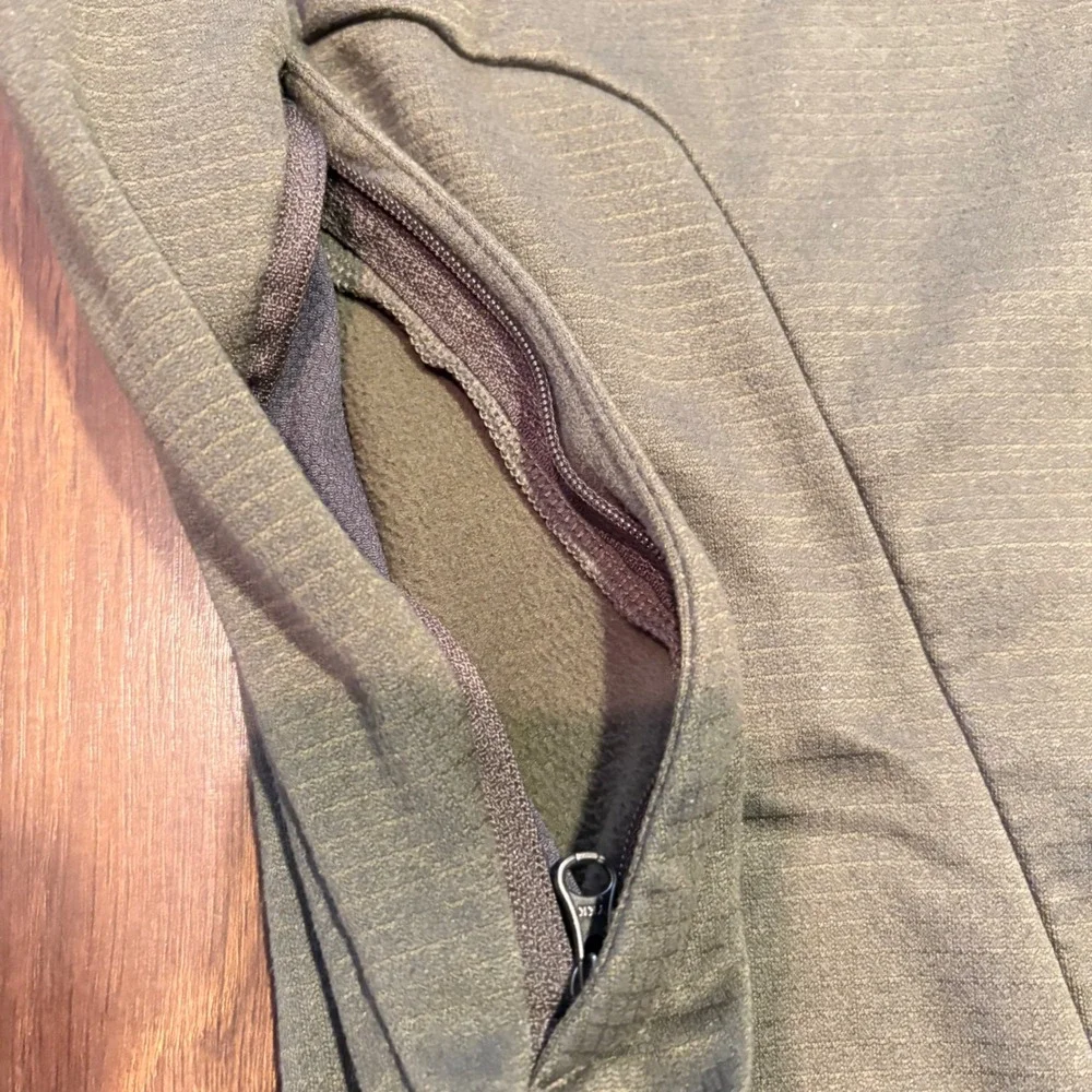 The North Face Mens XL Full Zip Camo Hybrid Fleece Hoodie Olive Green Black Tech